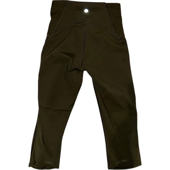 Lululemon Train Times Crop 17" Dark Olive Size 4 NEVER WORN - Picture 1 of 8